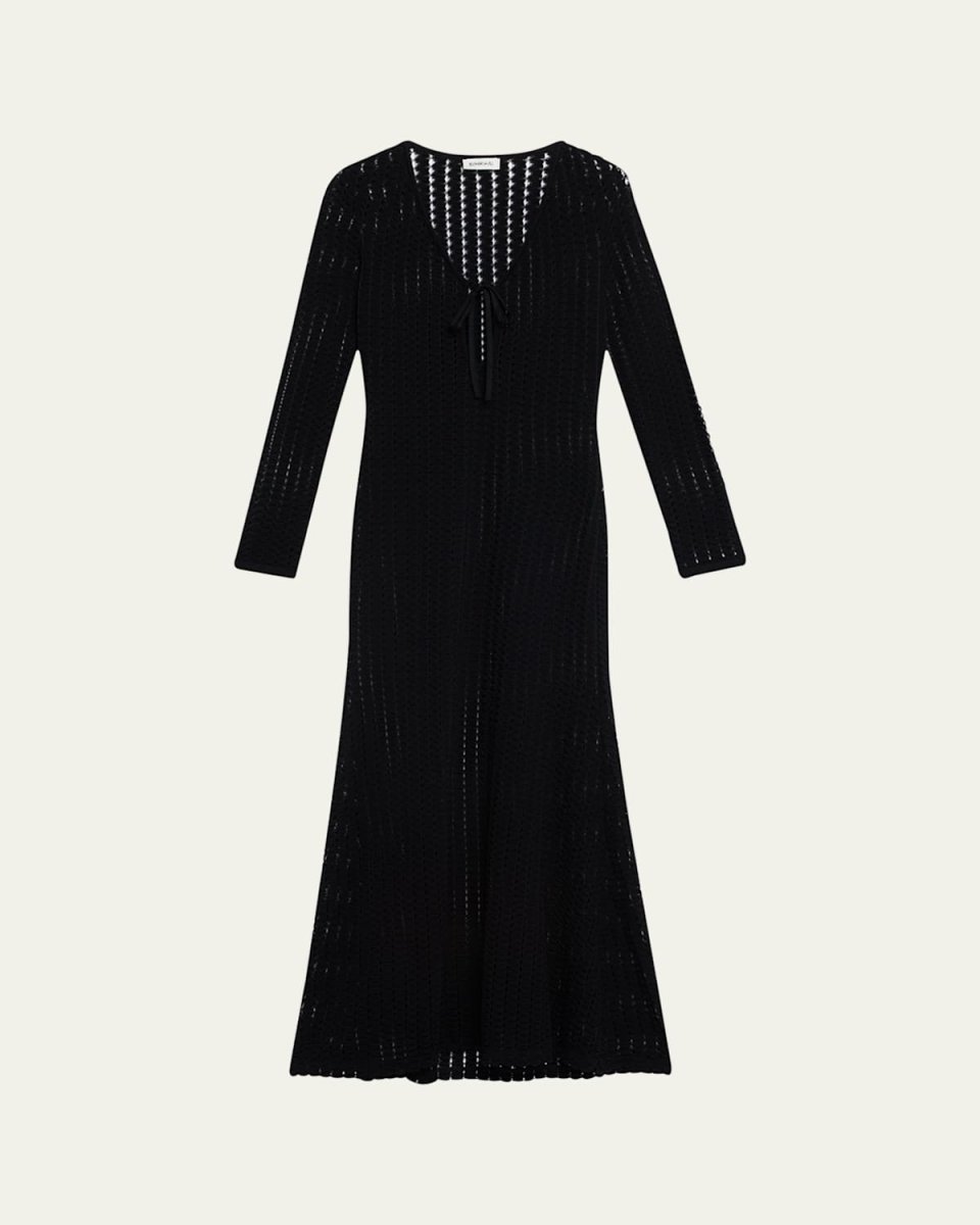 Elton Open-Knit Keyhole Maxi Dress
